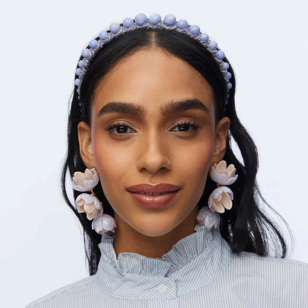 LELE SADOUGHI Graduated Stone Bead Headband - Blue Lace Agate (Price Firm)